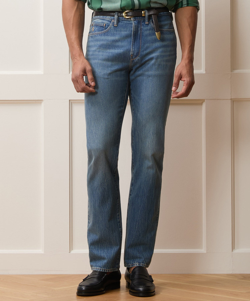 TODD SNYDER Straight Fit Summerweight Jean in Medium Indigo outlook