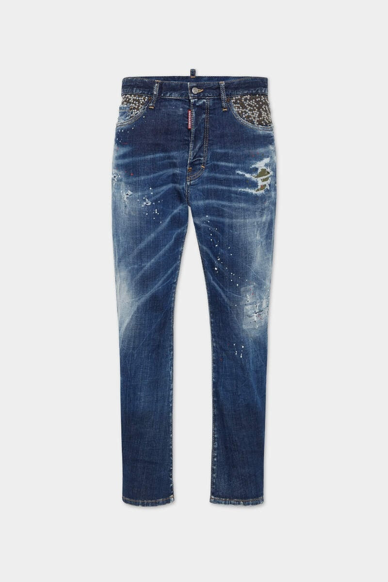 DARK BROKEN KNEE WASH BRO JEANS 1