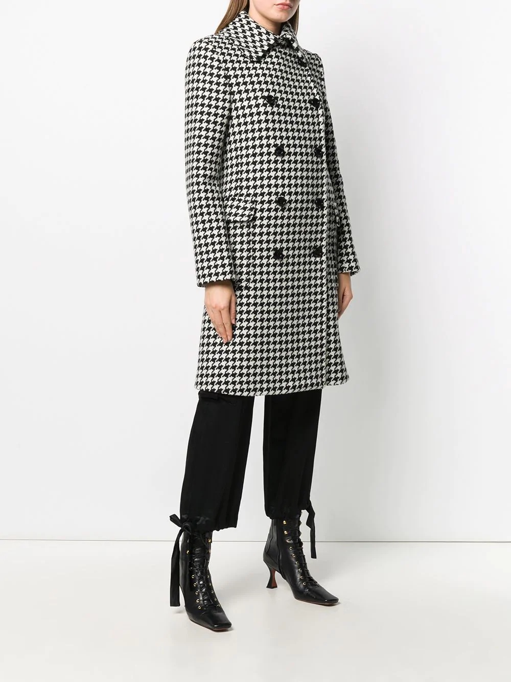 houndstooth double-breasted coat - 3