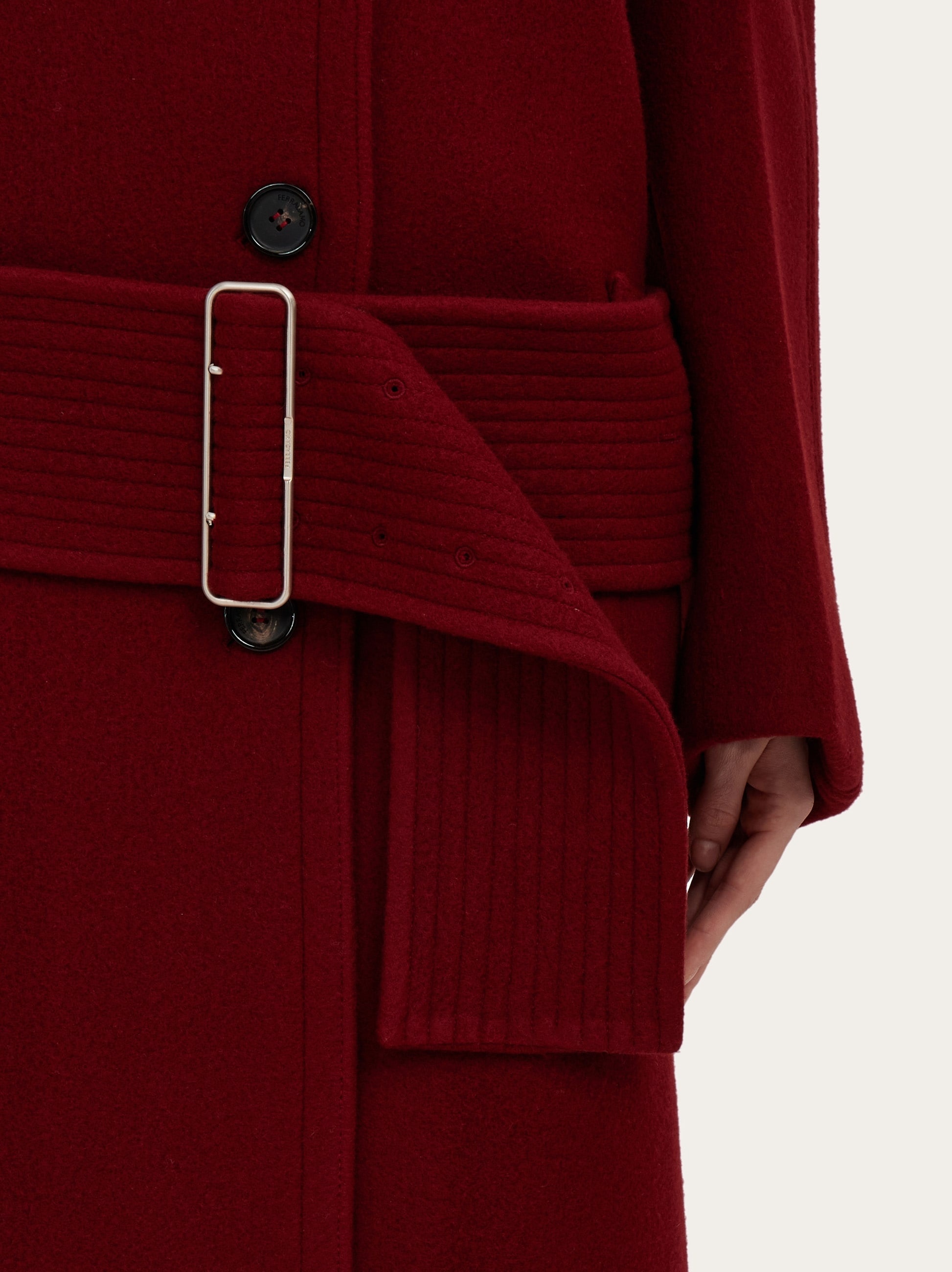 Long cashmere and wool coat with wide belt - 4