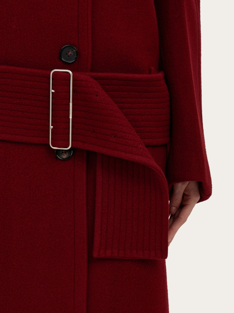 Long cashmere and wool coat with wide belt 4