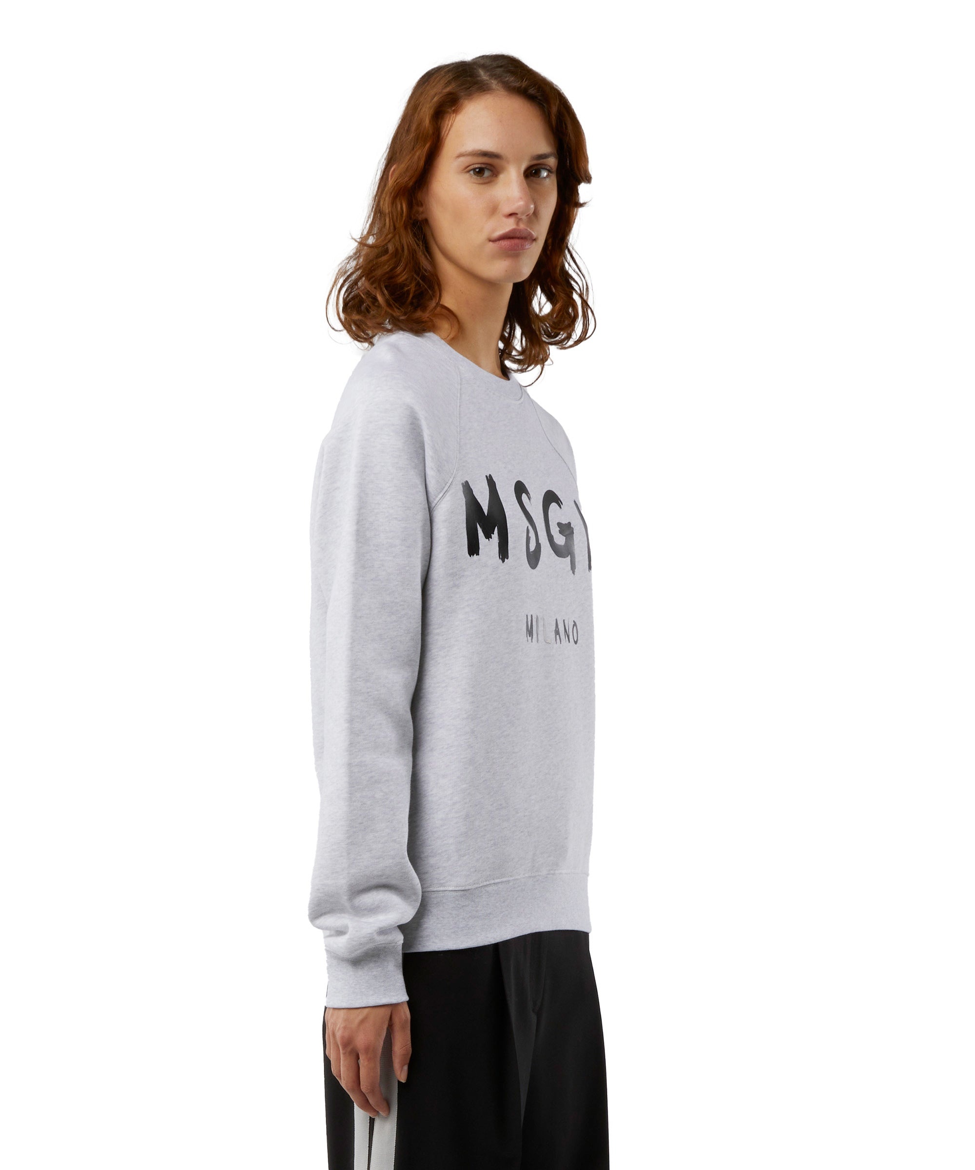 Crew neck cotton sweatshirt with a brushed logo - 4
