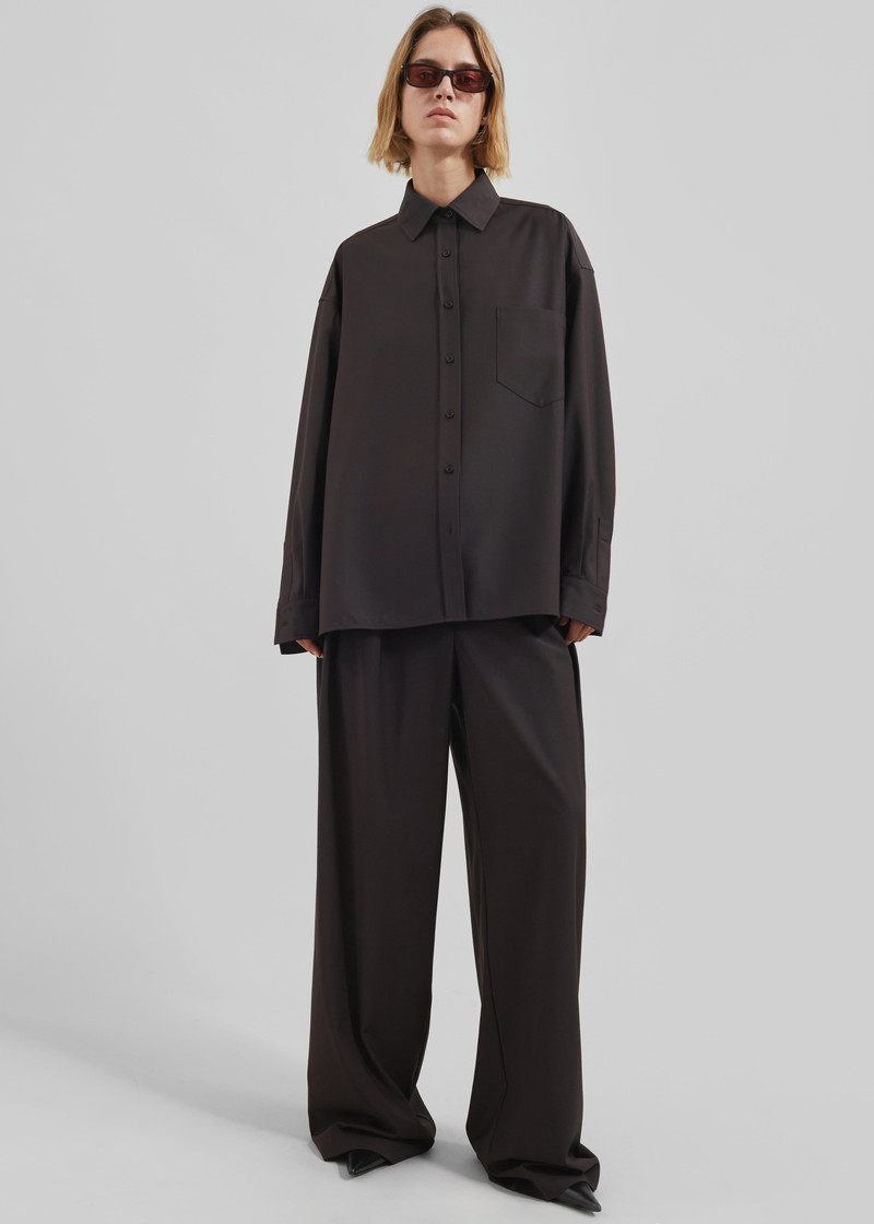 Georgia Wool Blend Shirt - Brown 7