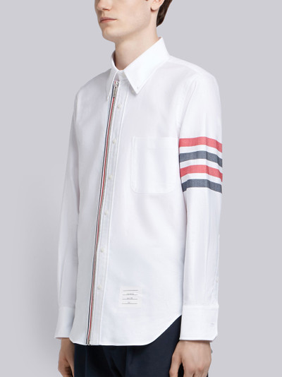 Thom Browne White Oxford Bicolor 4-bar Zip-front Shirt outlook