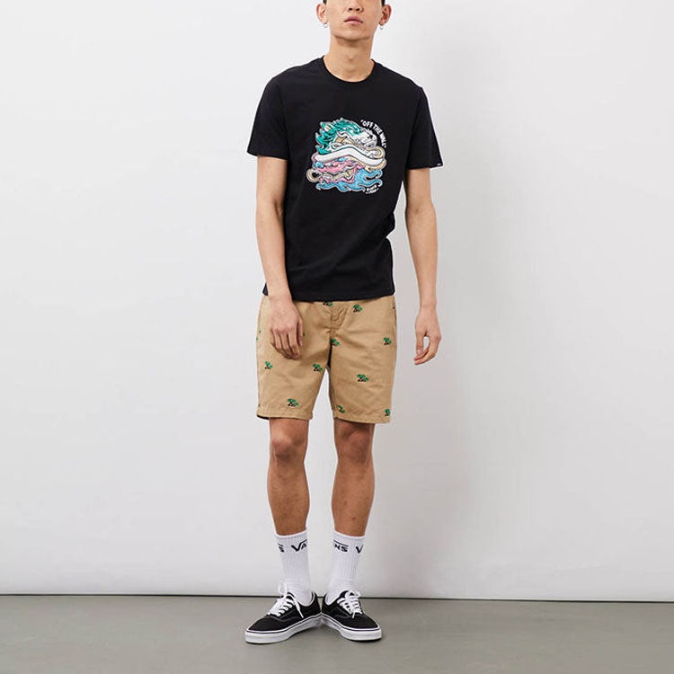 Men's Vans Printing Sports Round Neck Short Sleeve Black VN0A3ZNOBLK - 3
