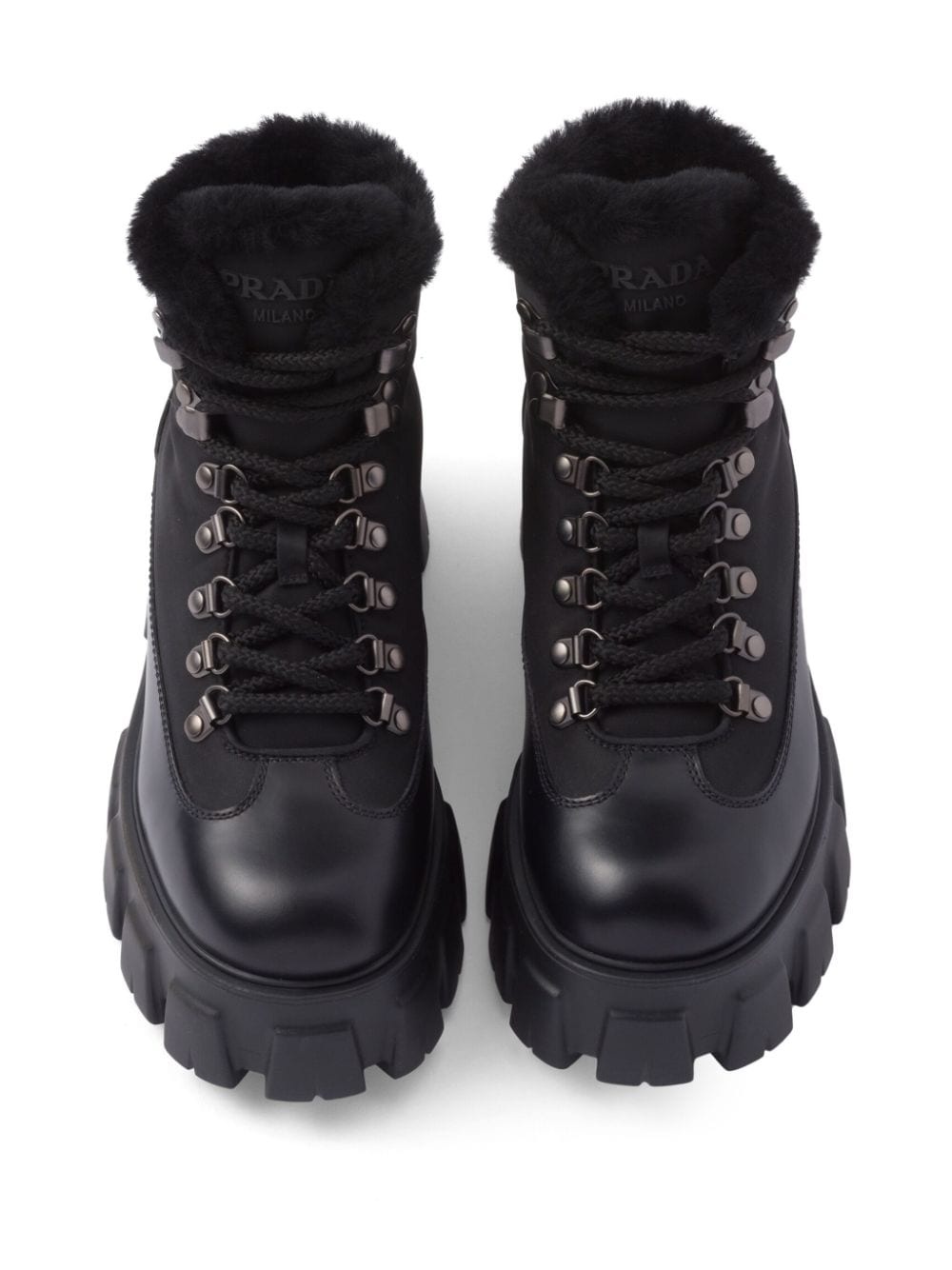 triangle-logo leather combat boots - 4