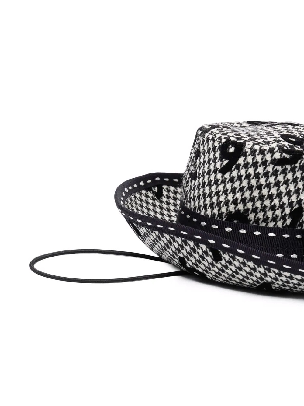 houndstooth-pattern numbers fedora hat - 2