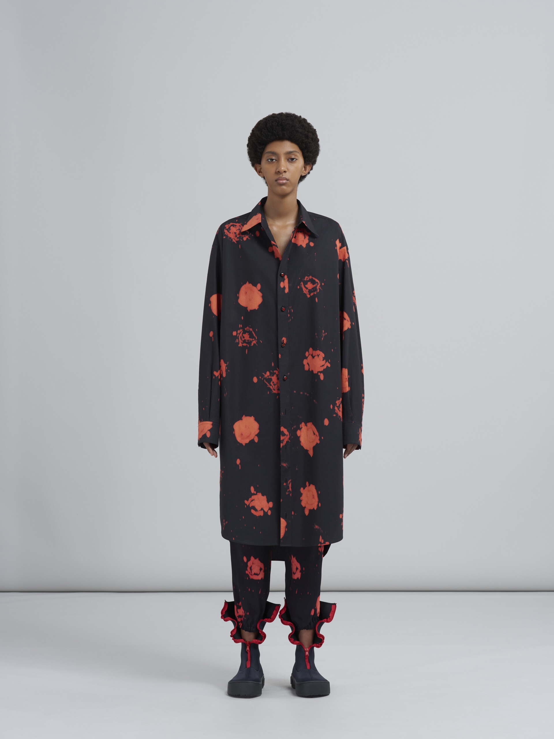FADED ROSES PRINT COTTON POPLIN DRESS - 2
