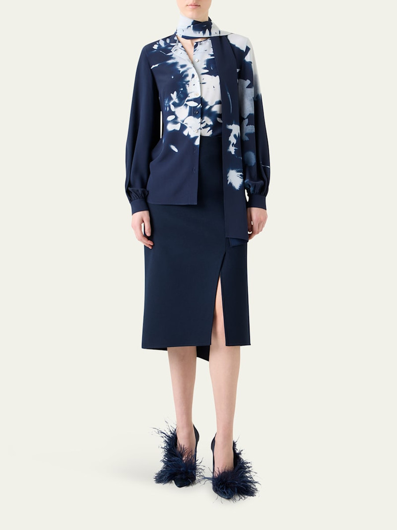 AKRIS Wildflower-Print Silk Crepe Scarf Blouse outlook