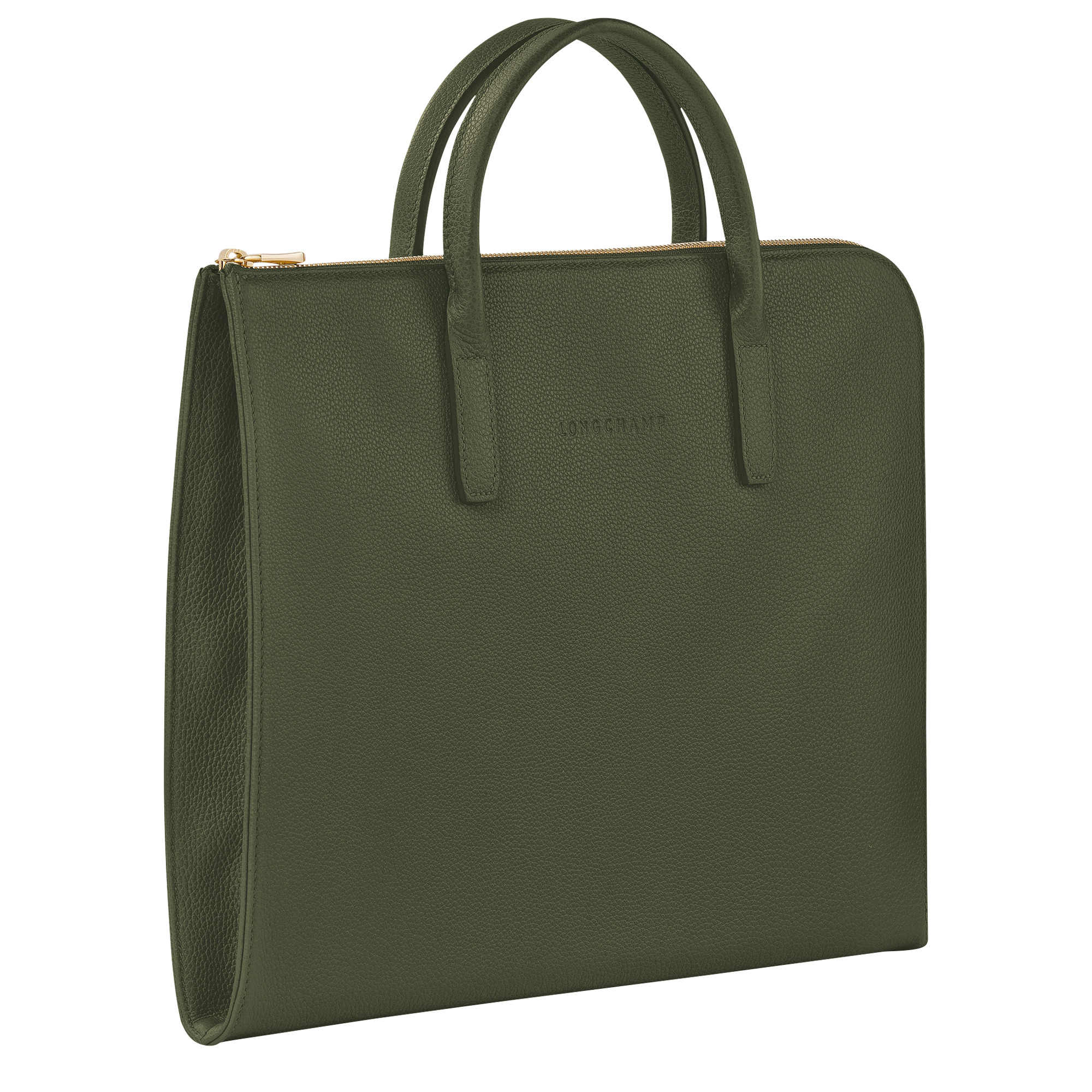 Le Foulonné S Briefcase Khaki - Leather - 2