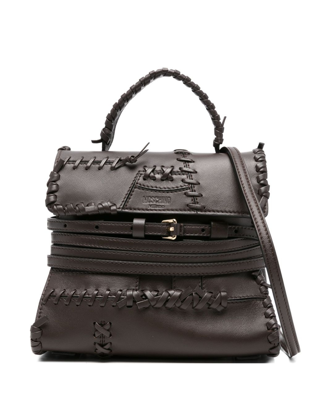 Tie Me braided leather tote bag - 1