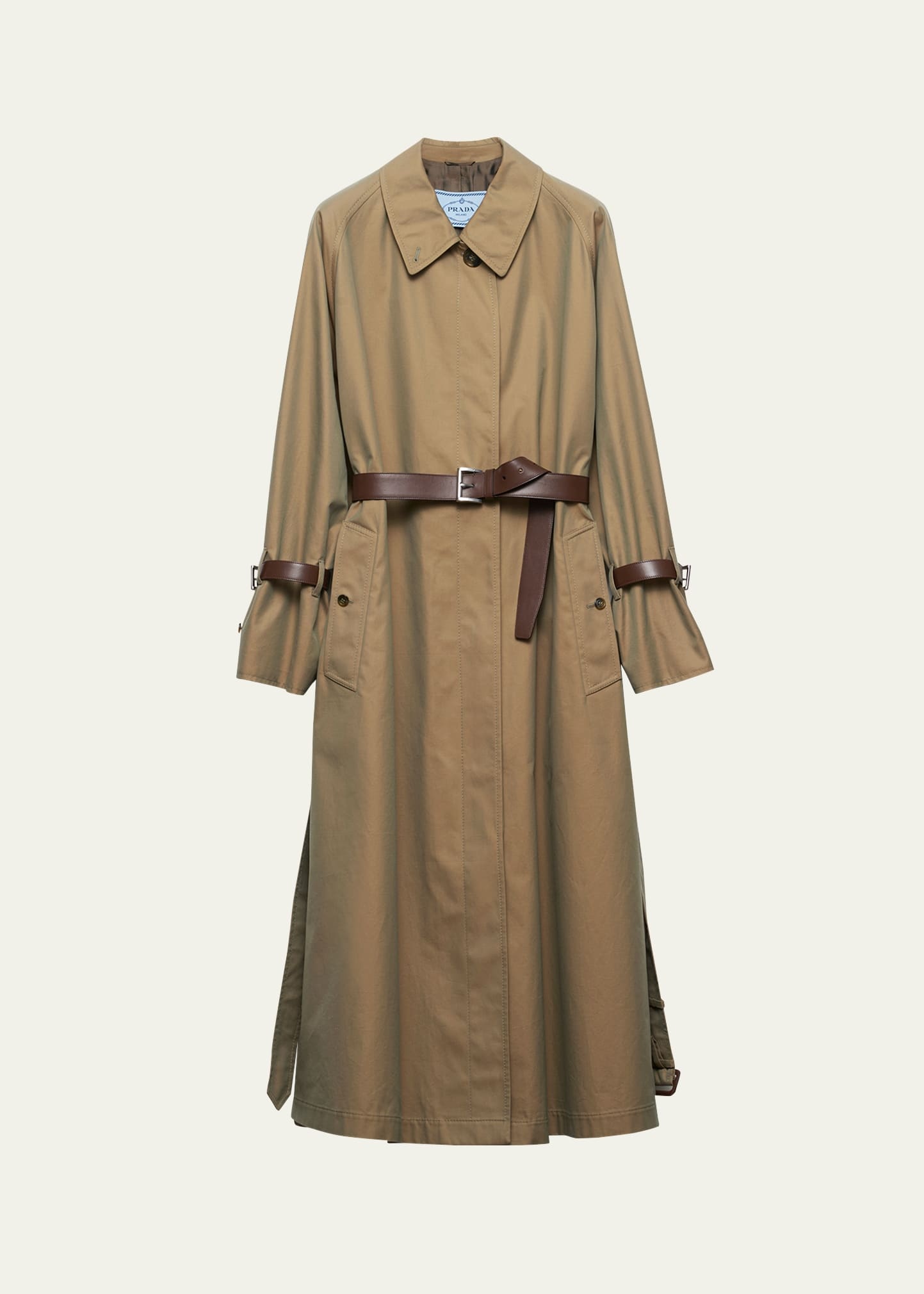 Single-Breasted Cotton Twill Trench Coat - 1