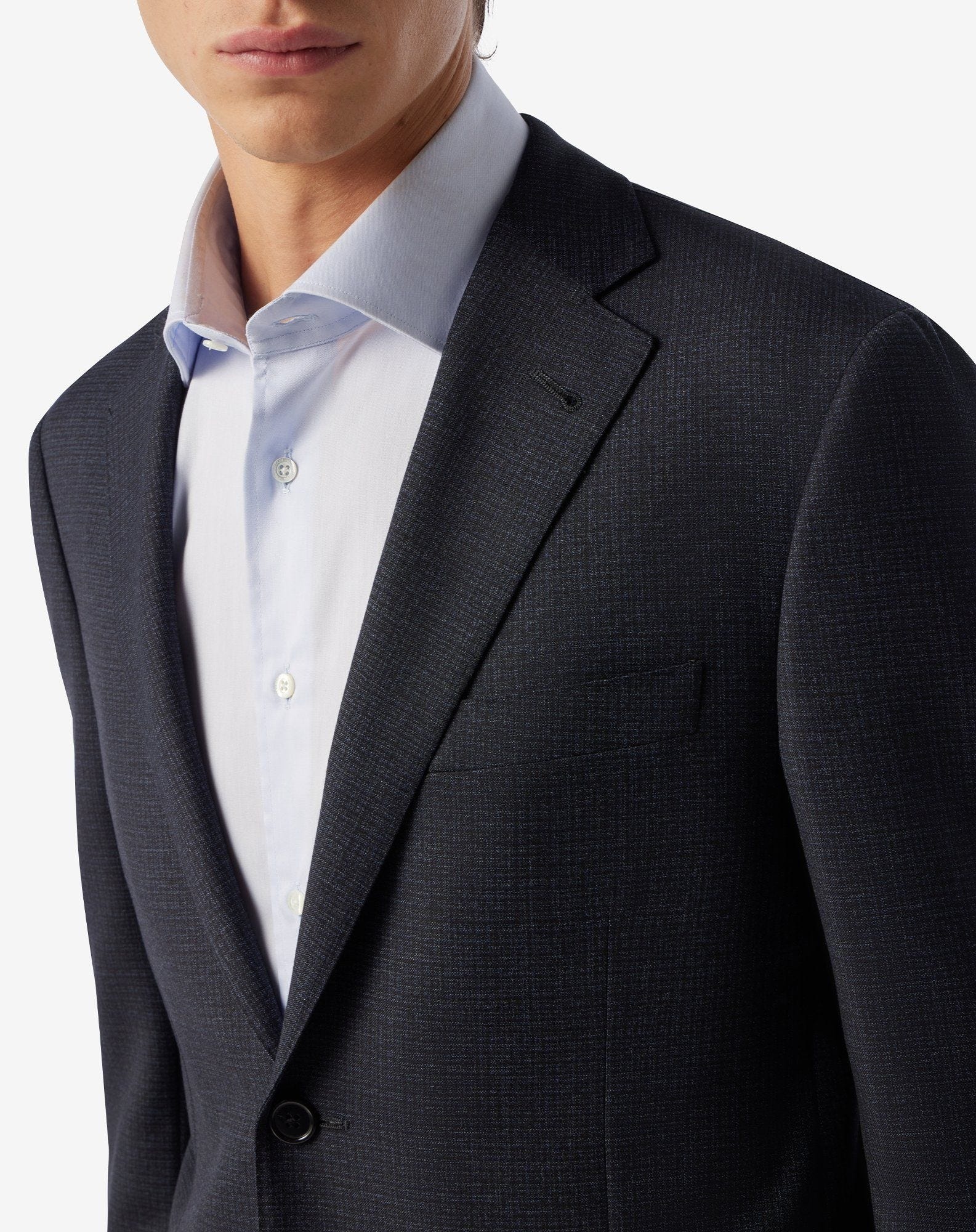 Blue S130's wool twill suit with micropattern - 3