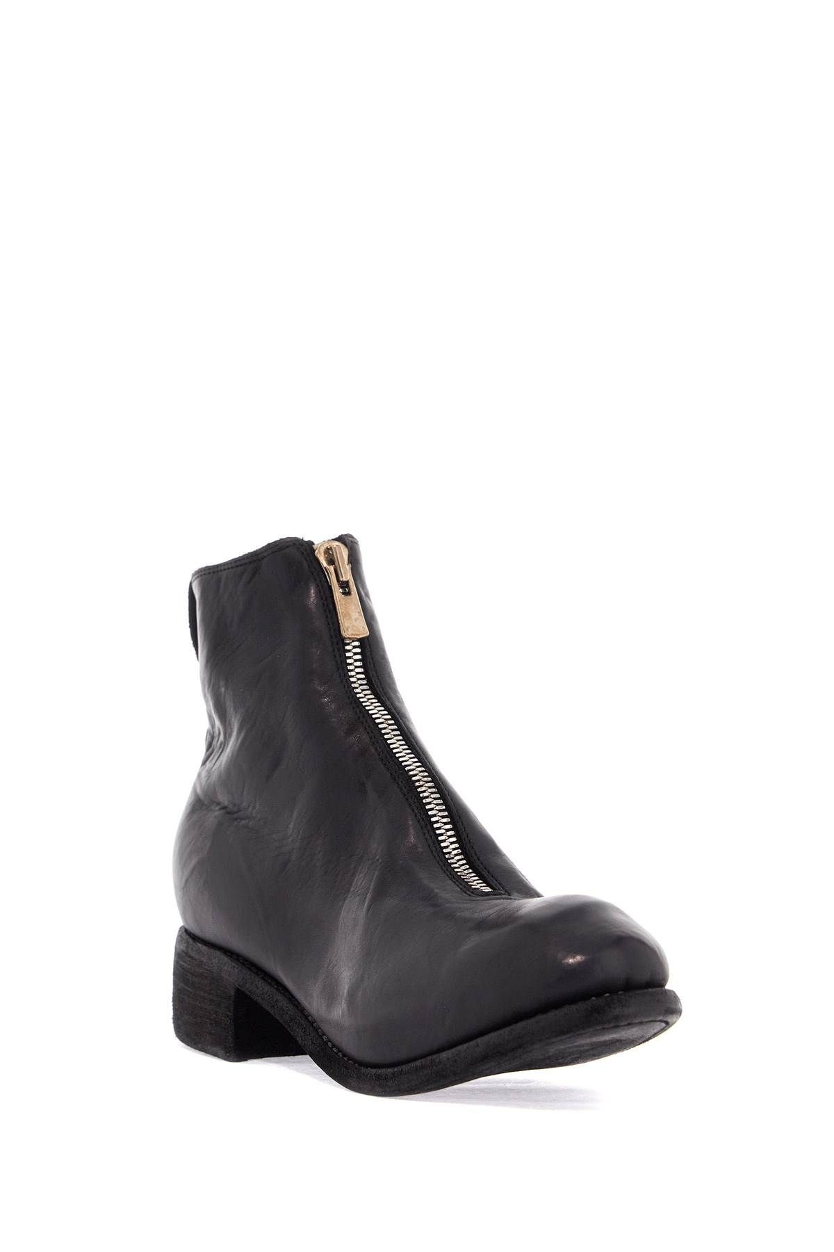 UNISEX LEATHER BOOTS IN BLACK HORSE AND CALFSKIN WITH METAL ZIP - 4