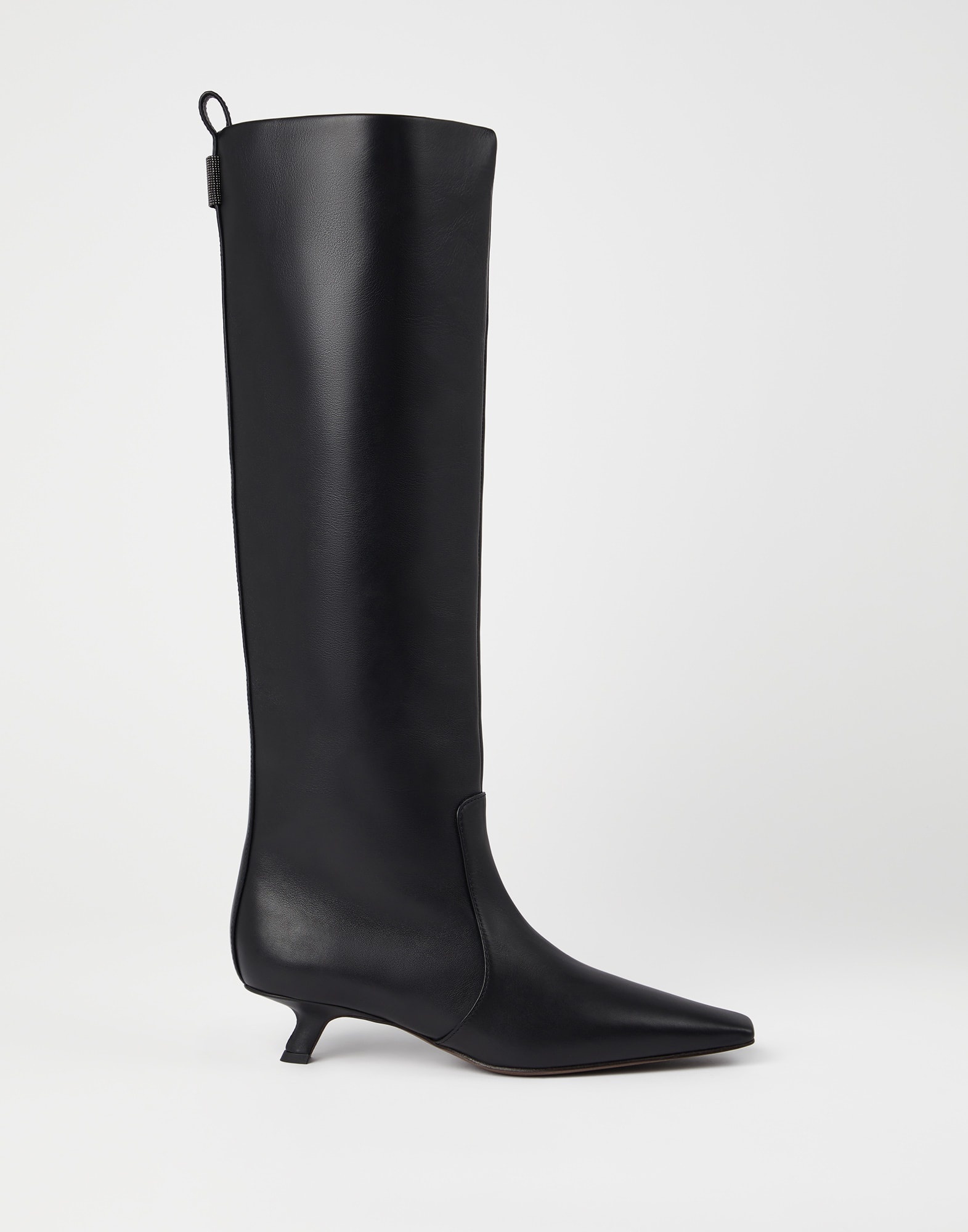 Nappa leather knee-high boots with shiny loop detail - 5