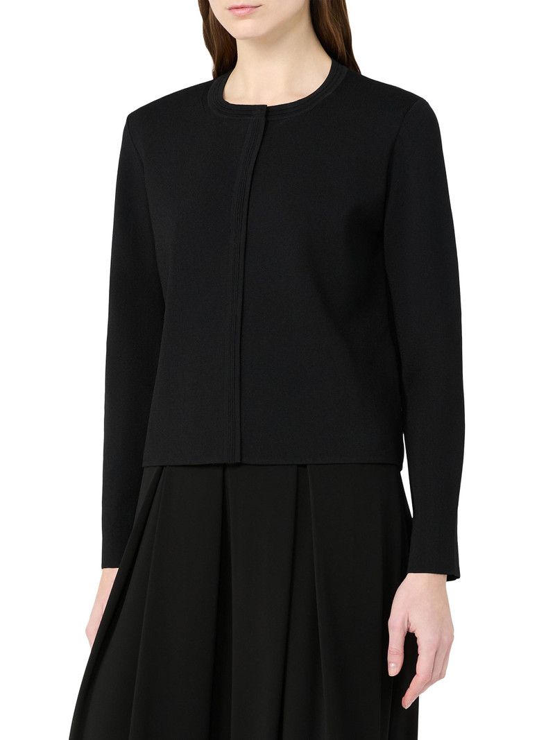 Women's Viscose Crepe Yarn Jacket - Black 3