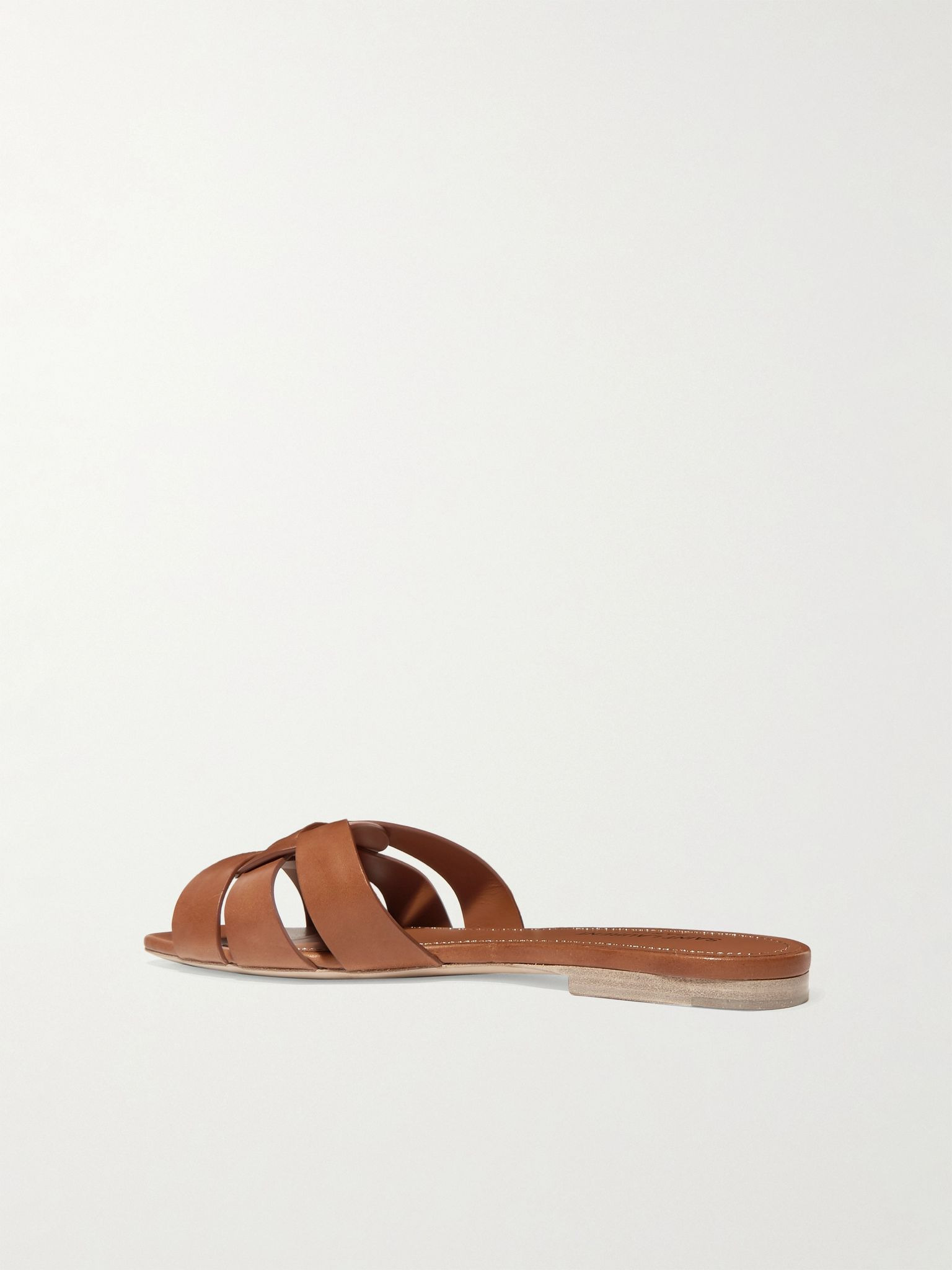 Tribute woven leather slides Tan - 3