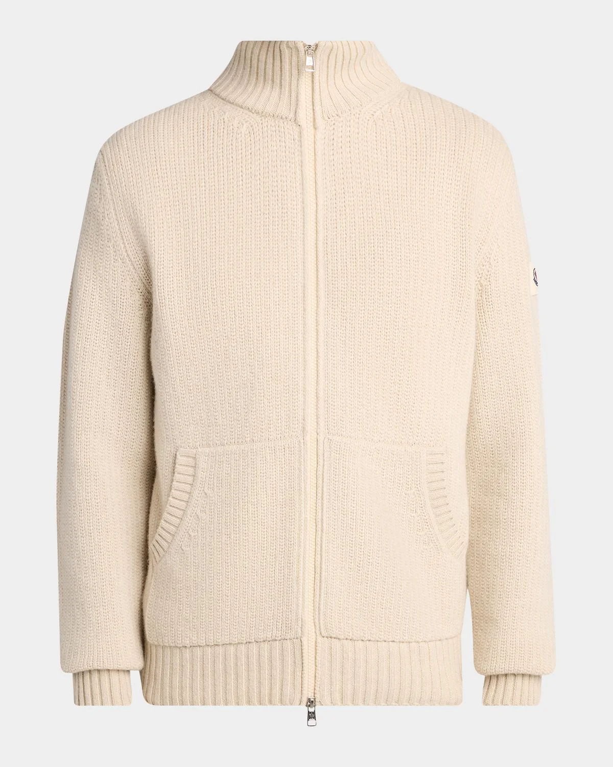 Men's Wool and Cashmere Rib-Knit Full-Zip Cardigan - 1