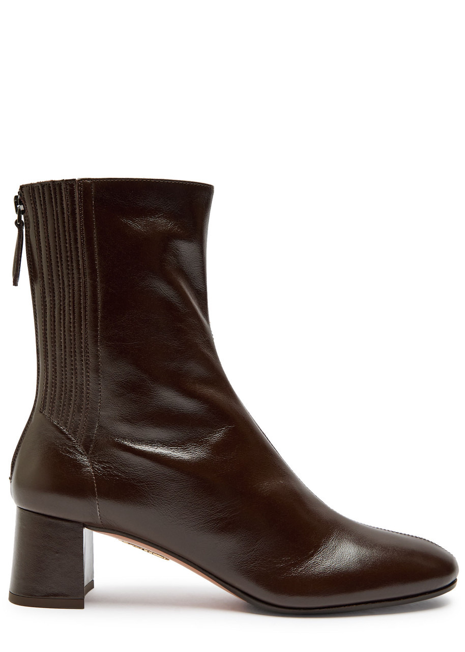 Aquazzura Saint Honore 50 Glossed Leather Ankle Boots - 1