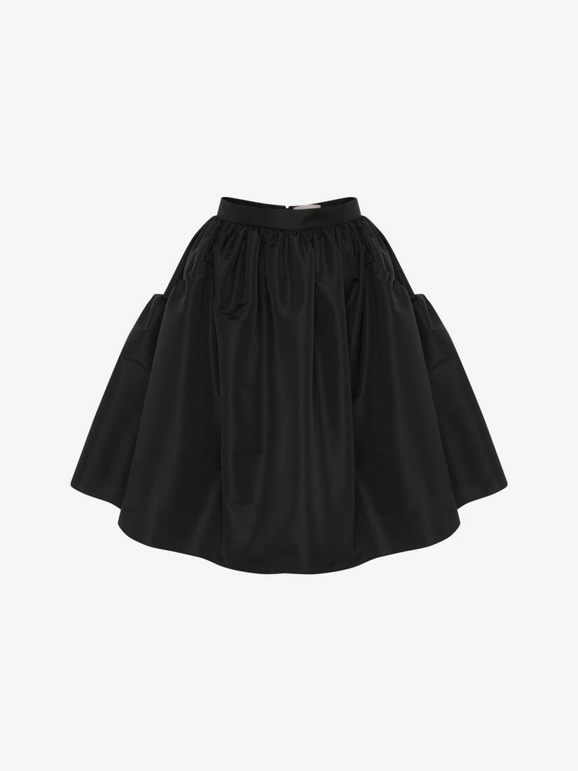 Gathered Mini Skirt in Black - 1