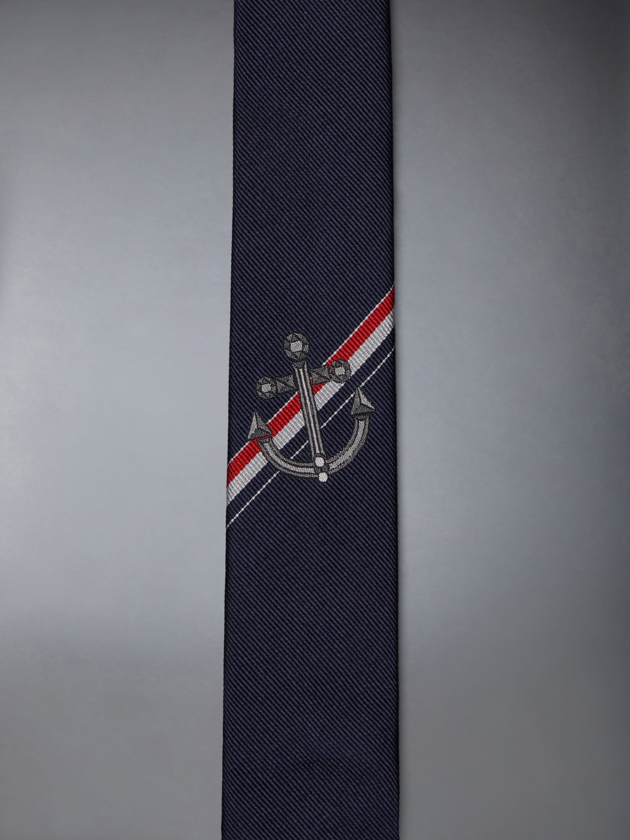 anchor-embroidered silk tie - 4