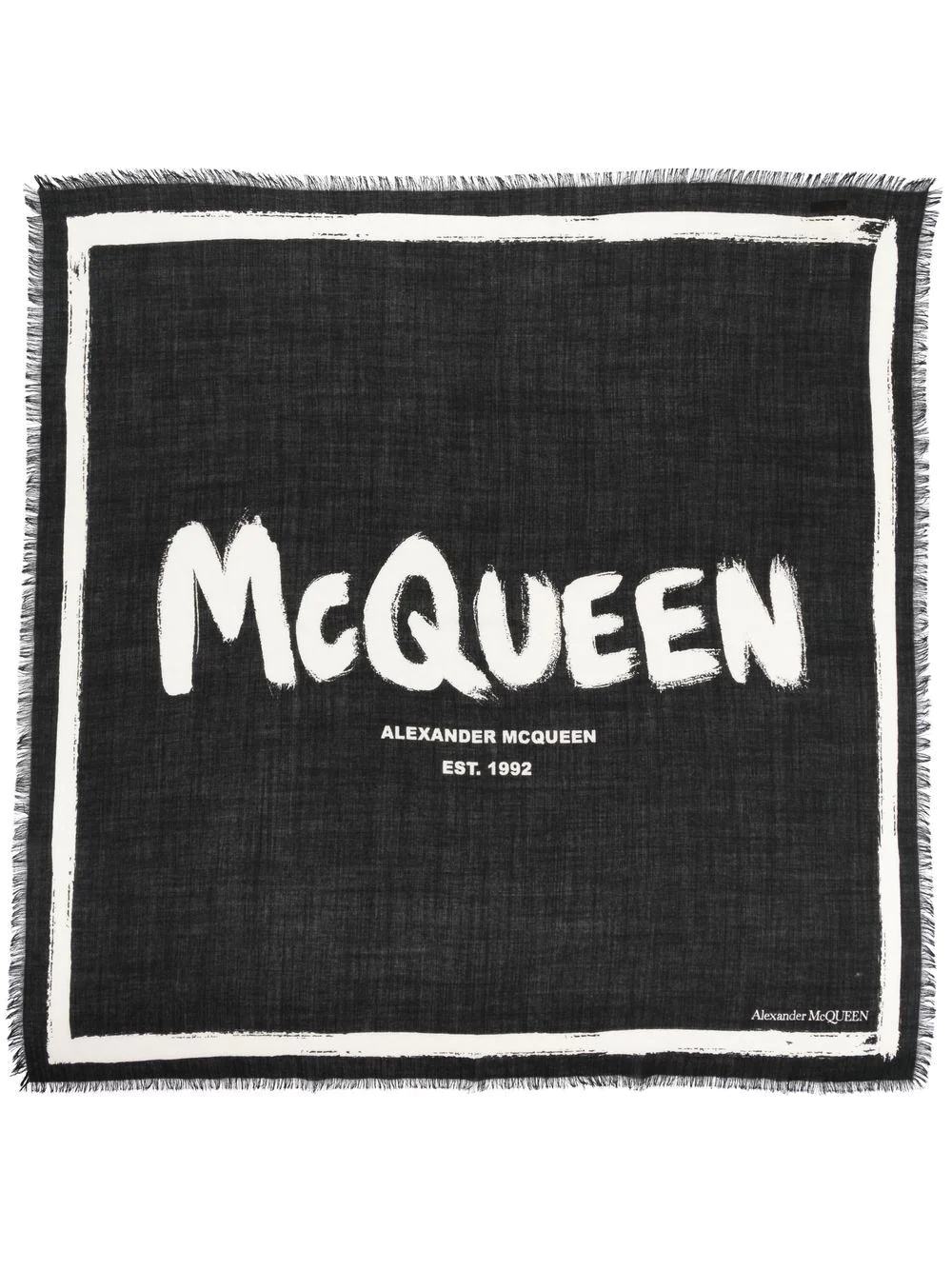 logo-print raw-edge scarf - 3