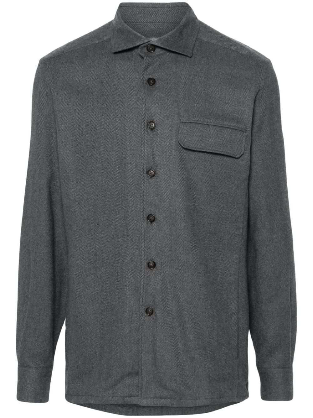 spread-collar cotton shirt - 1