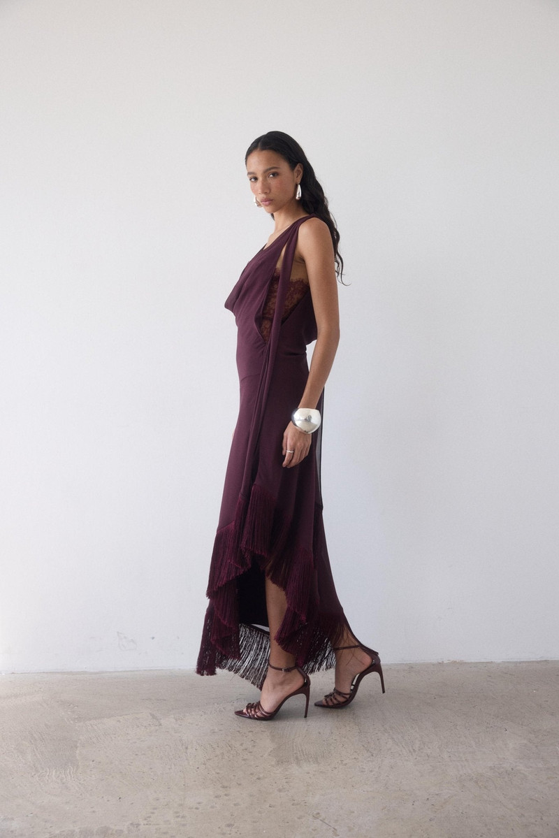 MISTRAL MIDI DRESS IN EARTH CHIFFON & LACE 8