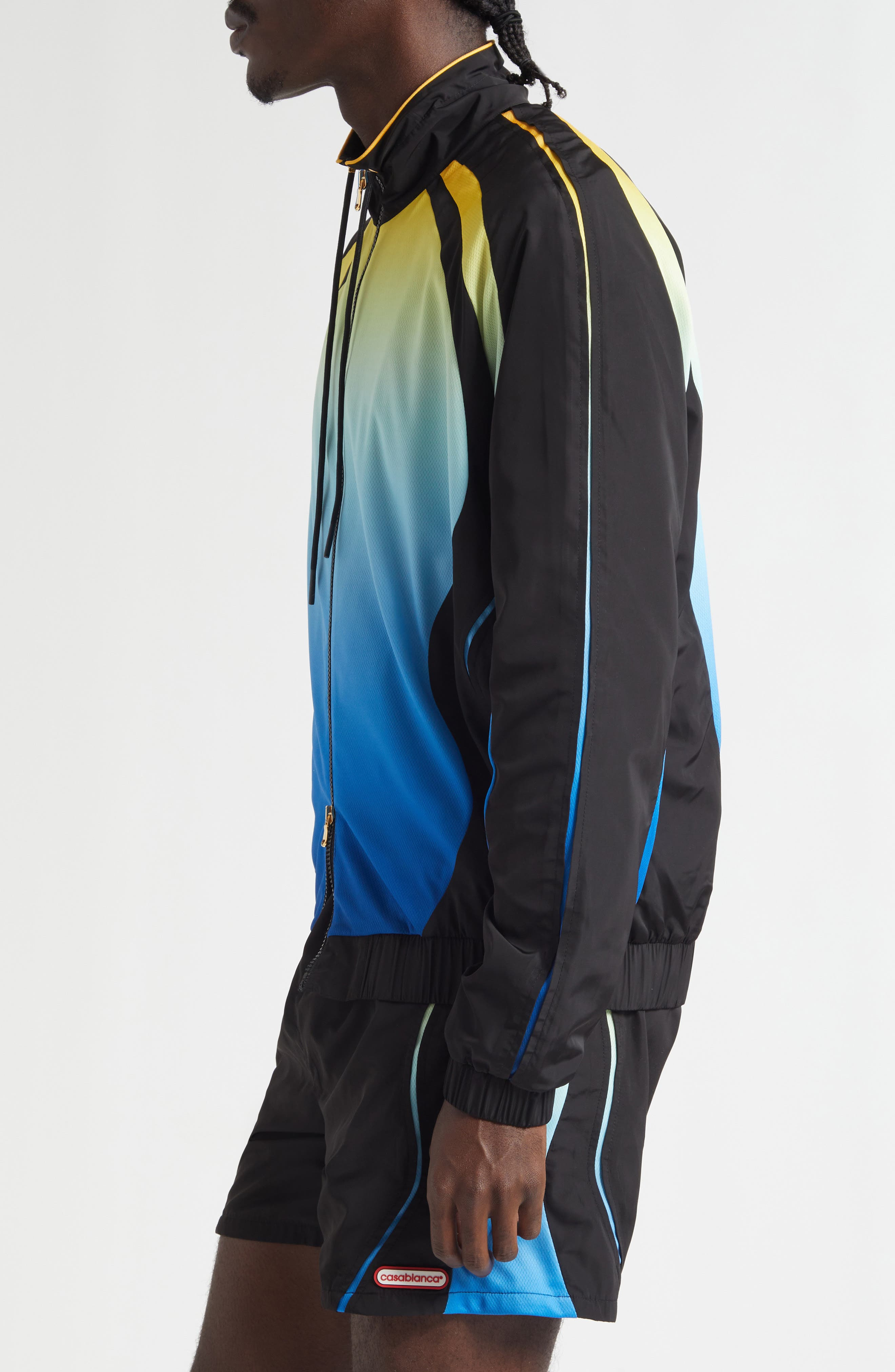 Casablanca Football Windbreaker Jacket in Birdseye Mesh Black Gradient at Nordstrom - 4