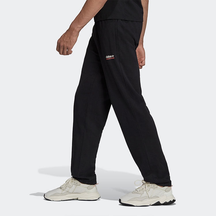 Men's adidas originals Solid Color Loose Sports Pants/Trousers/Joggers Black HF4771 - 4