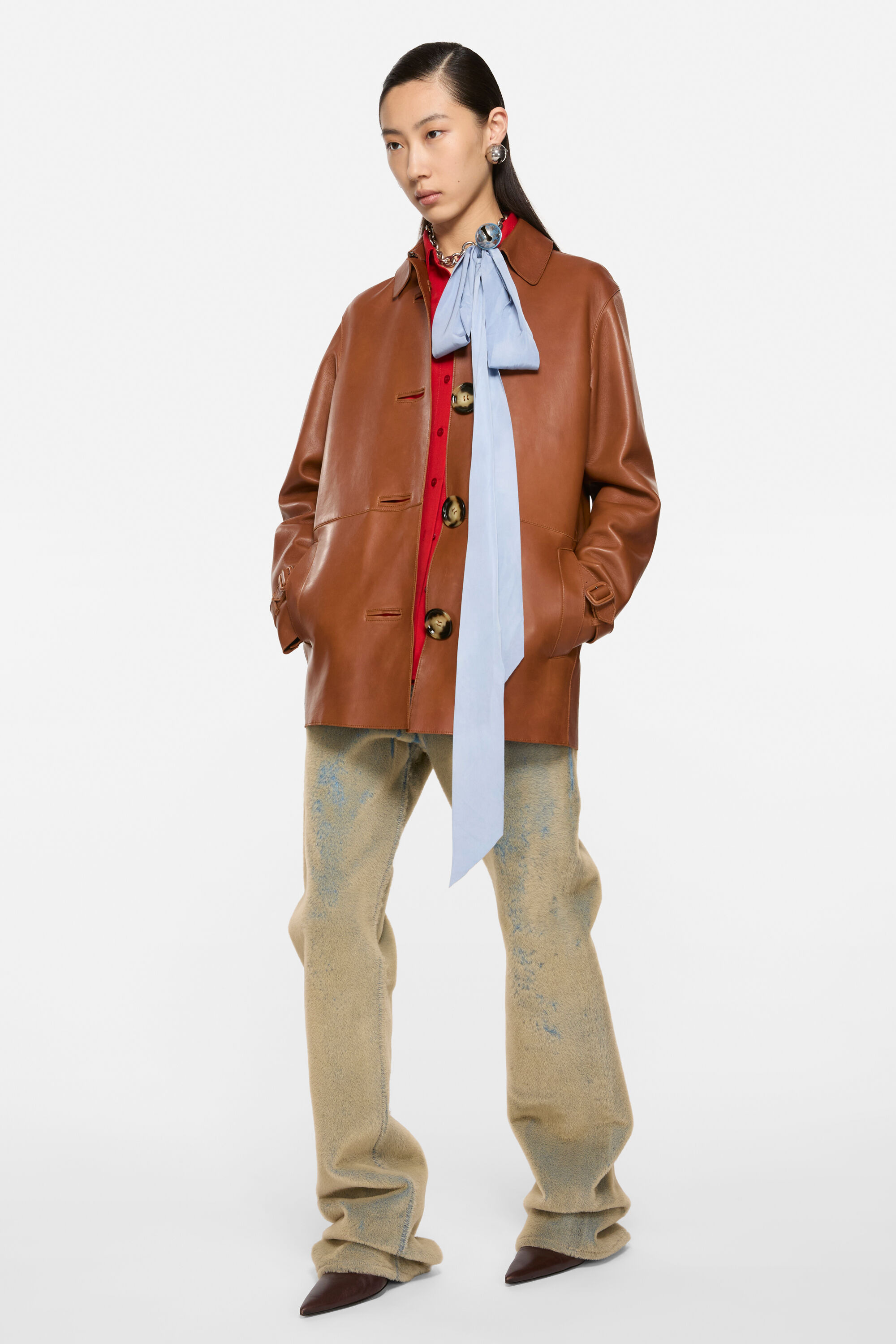 Leather coat - Cognac brown - 3