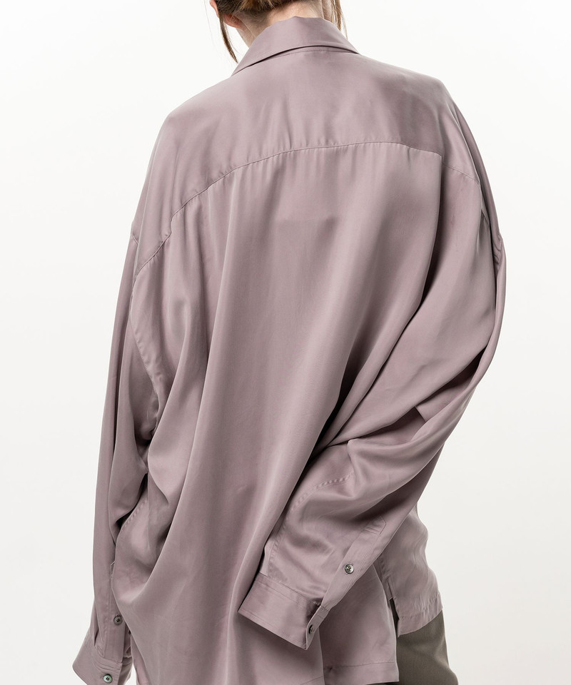 Attached Tie Long Sleeve Satin Shirt 15