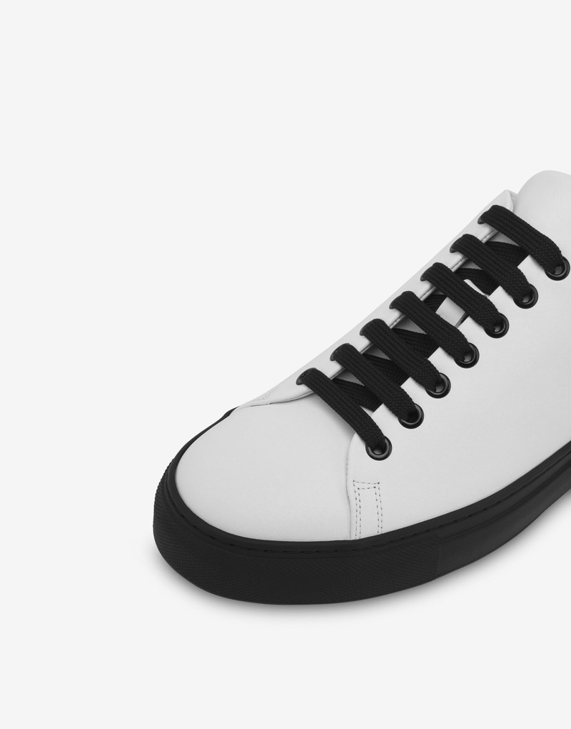 CALFSKIN SNEAKERS WITH RUBBER LOGO 4