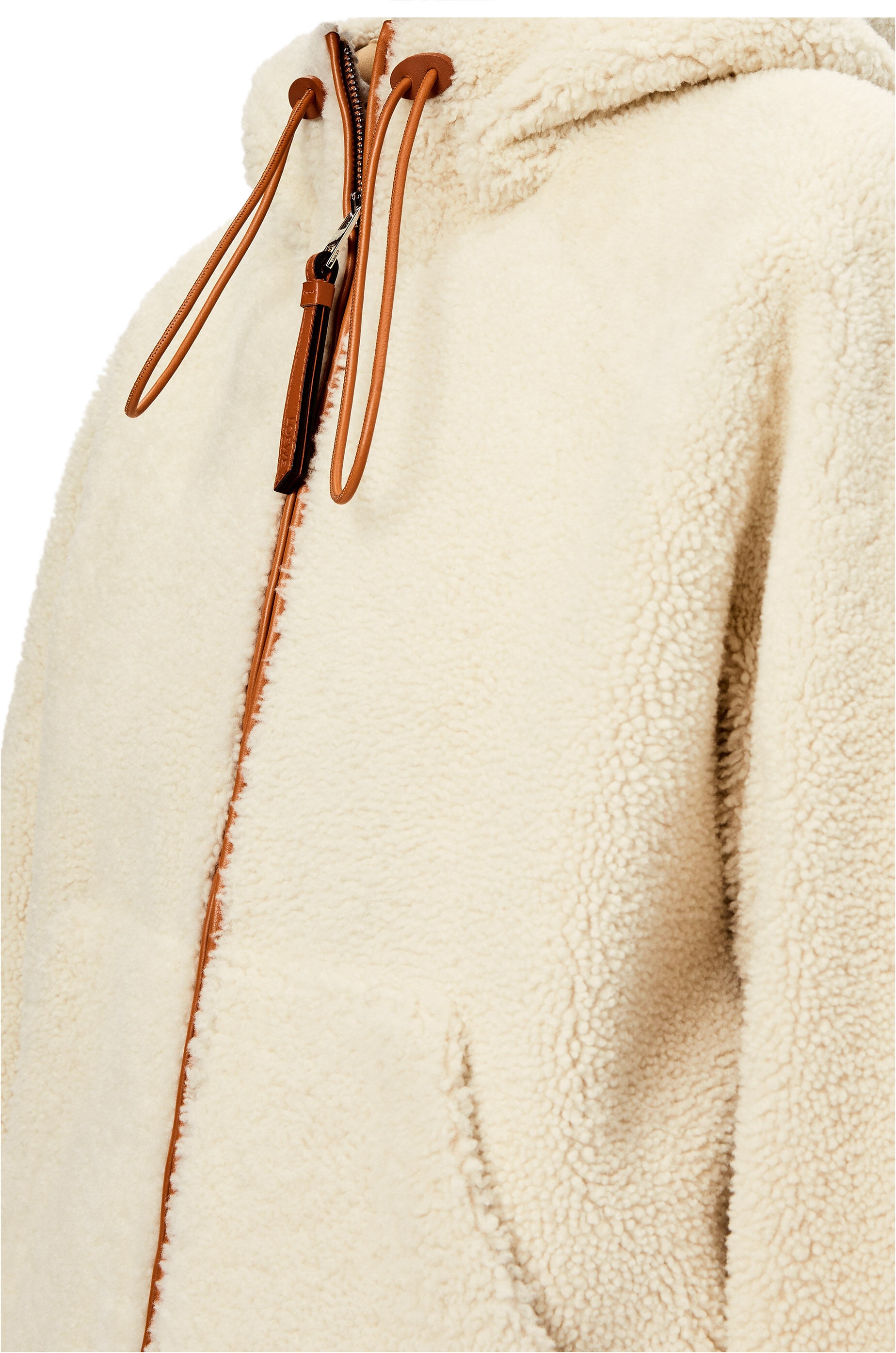 Hooded zip jacket in shearling - 5