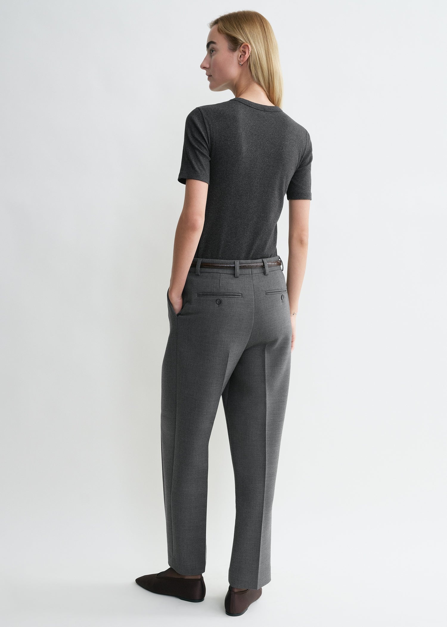 Classic rib tee charcoal melange - 3
