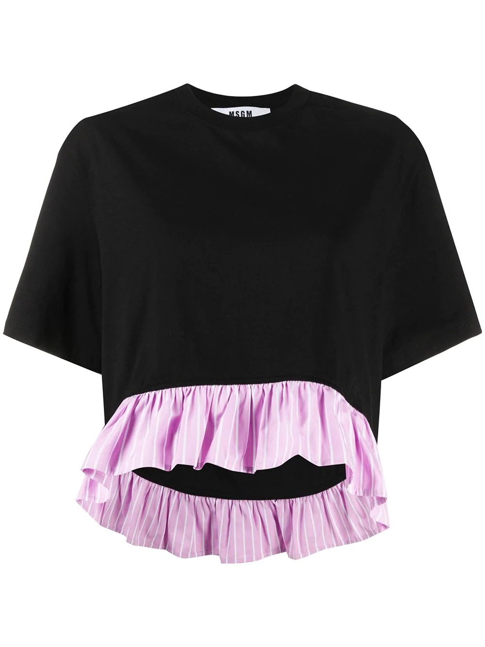 ruffle-trimmed cropped T-shirt - 1