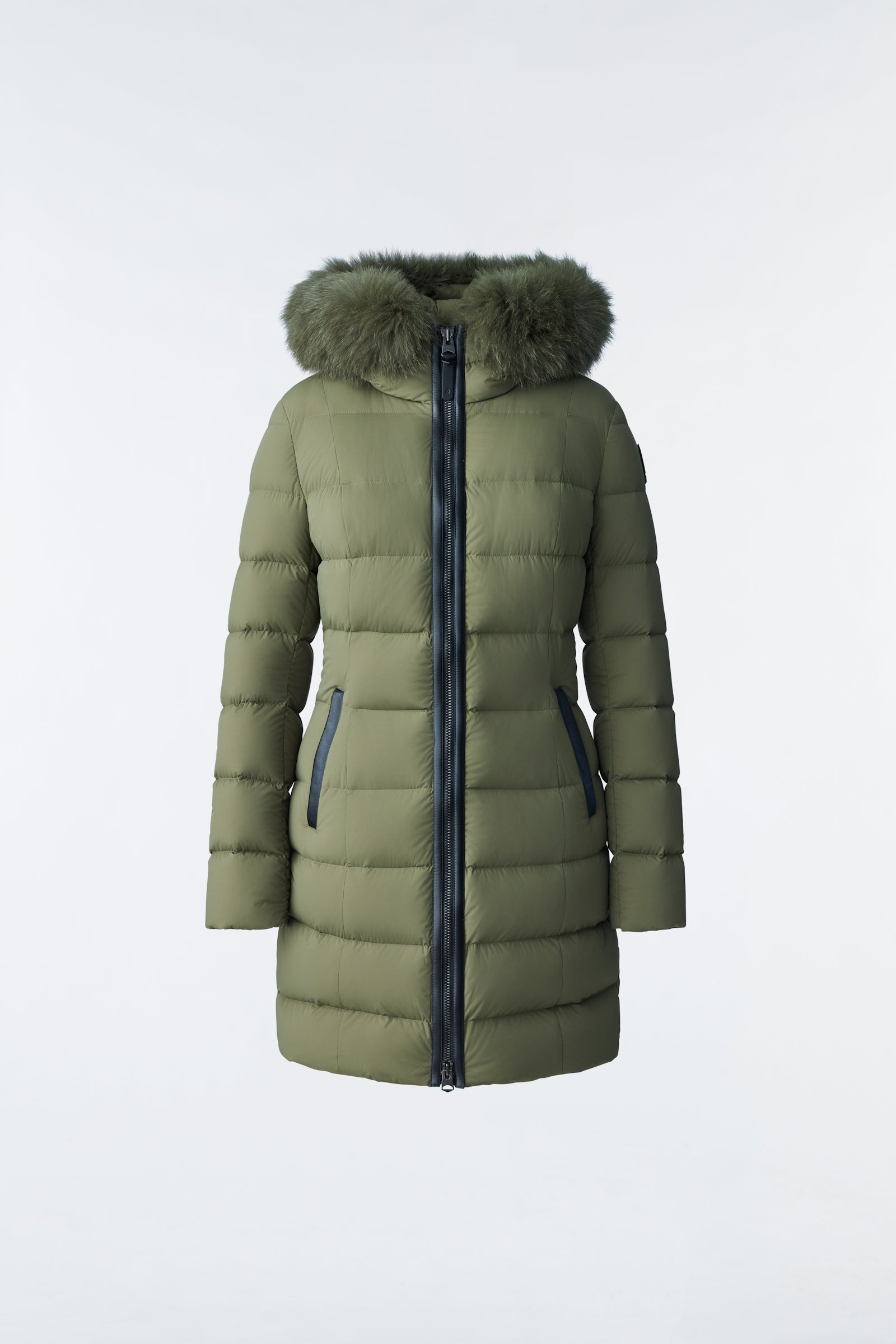 CALLA Agile-360 stretch light down coat with blue fox fur collar - 1
