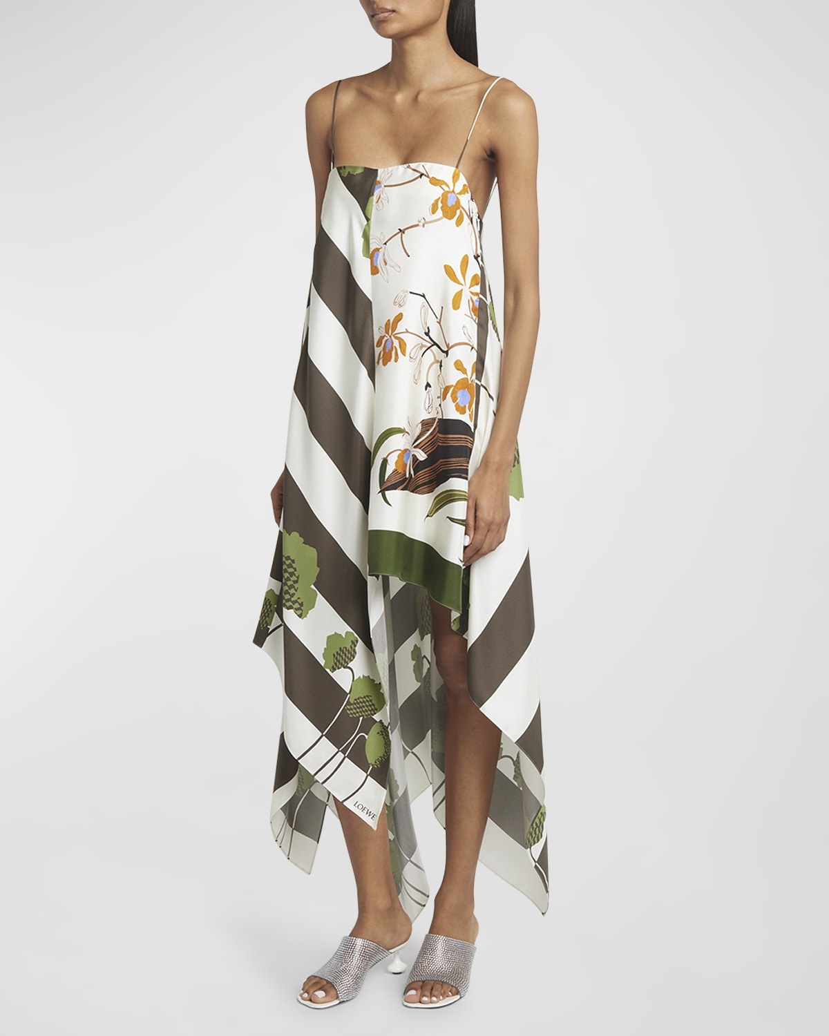 ワンピース Loewe Asymmetric Dress LOEWE Asymmetric open-back draped chiffon and crepe dress