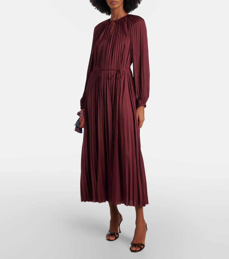 ULLA JOHNSON Alexia satin plissé midi dress outlook
