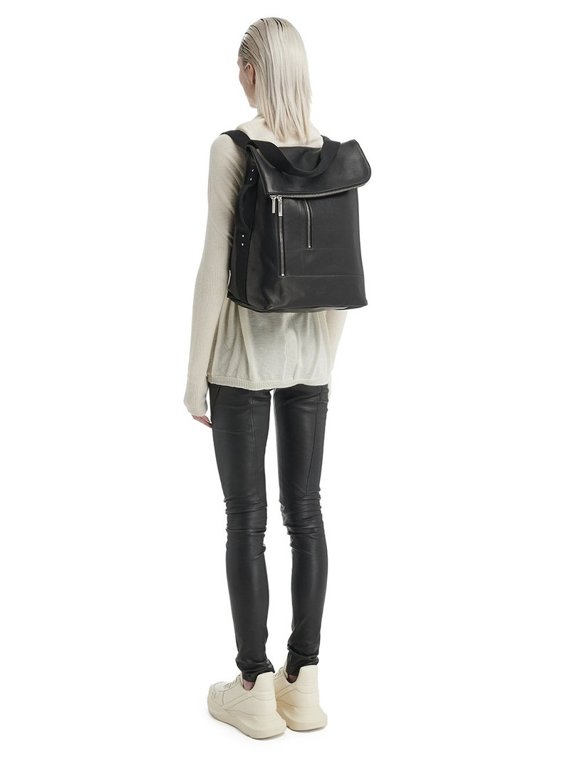 Black Leather Cargo Backpack 10