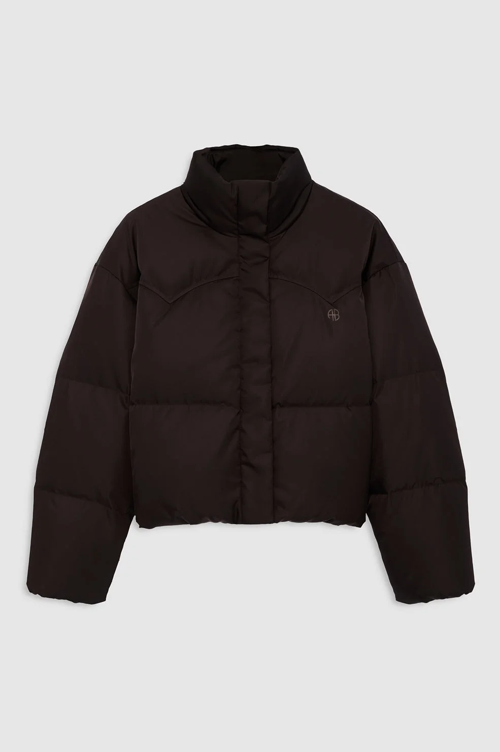 Oslo Cropped Puffer - Dark Brown - 1
