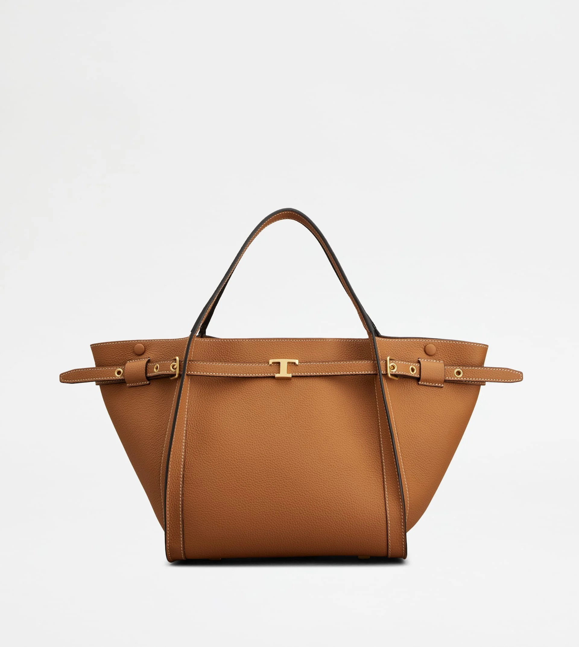 SHOPPING BAG IN LEATHER SMALL - BROWN - 1