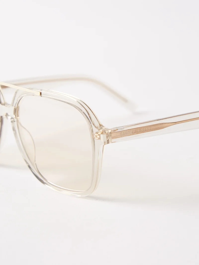 SAINT LAURENT アビエーター フレーム サングラス Saint Laurent Eyewear スクエアフレーム サングラス | グリーン