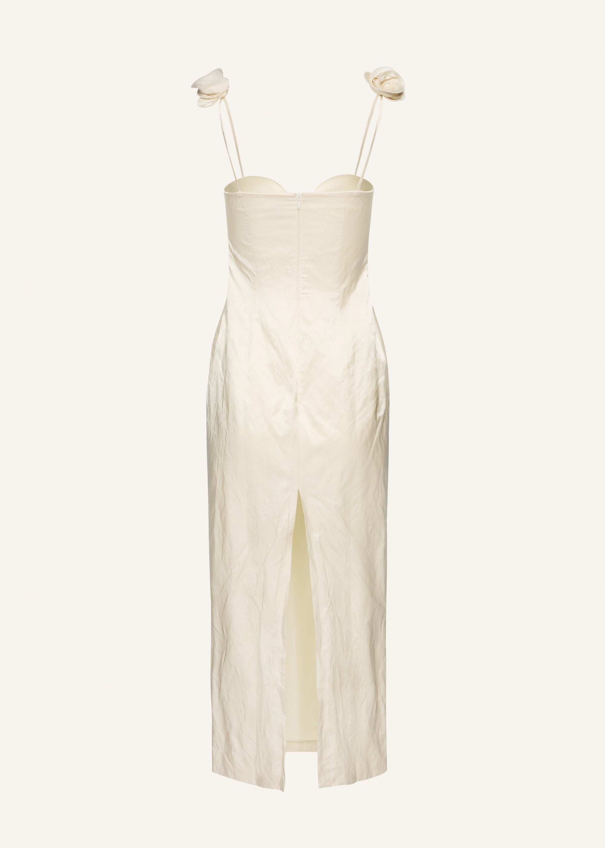 Rosette bustier midi dress in cream - 2