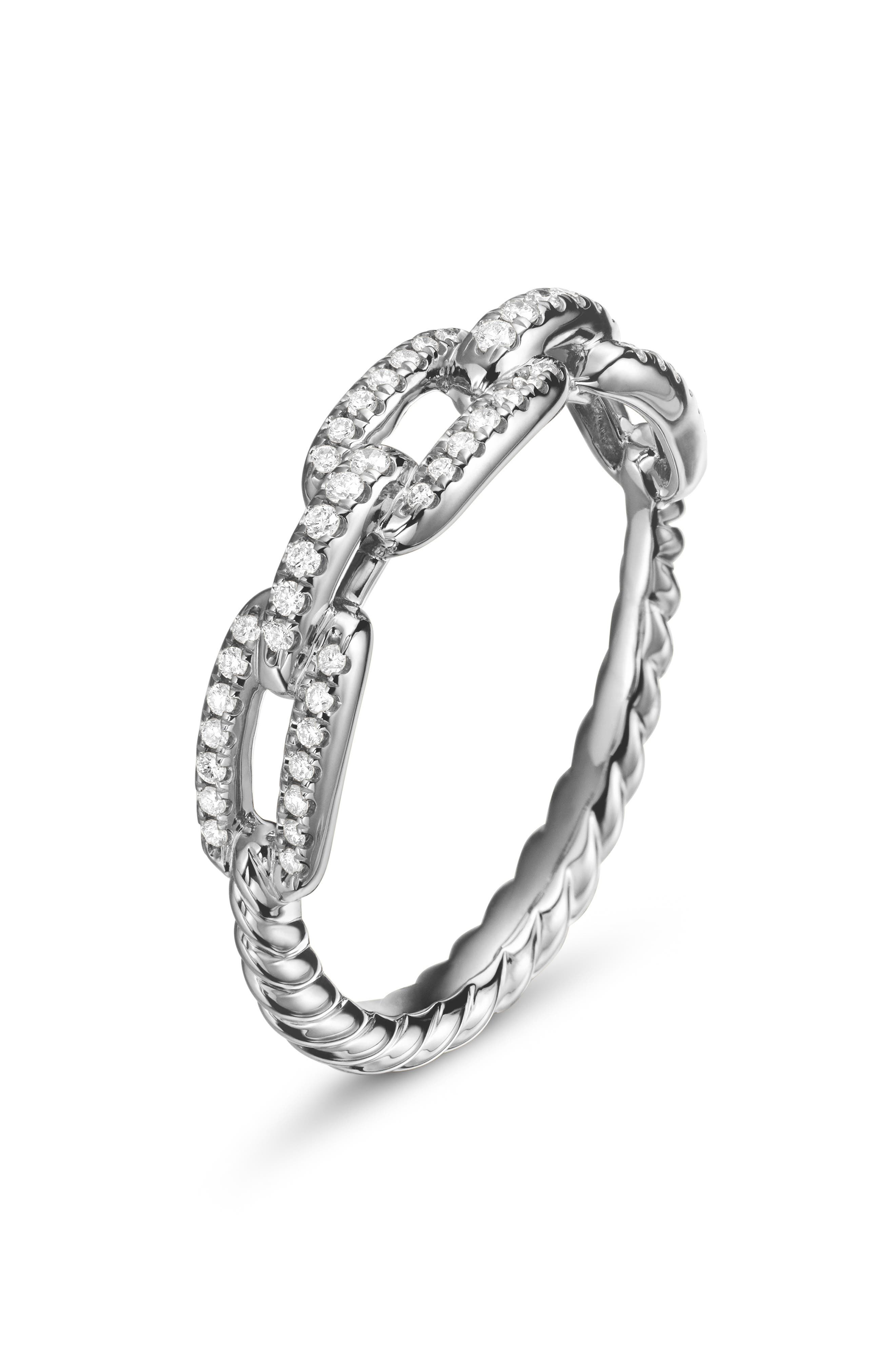 David Yurman Stax Single Row Pave Chain Link Ring with Diamonds in 18K White Gold at Nordstrom - 5