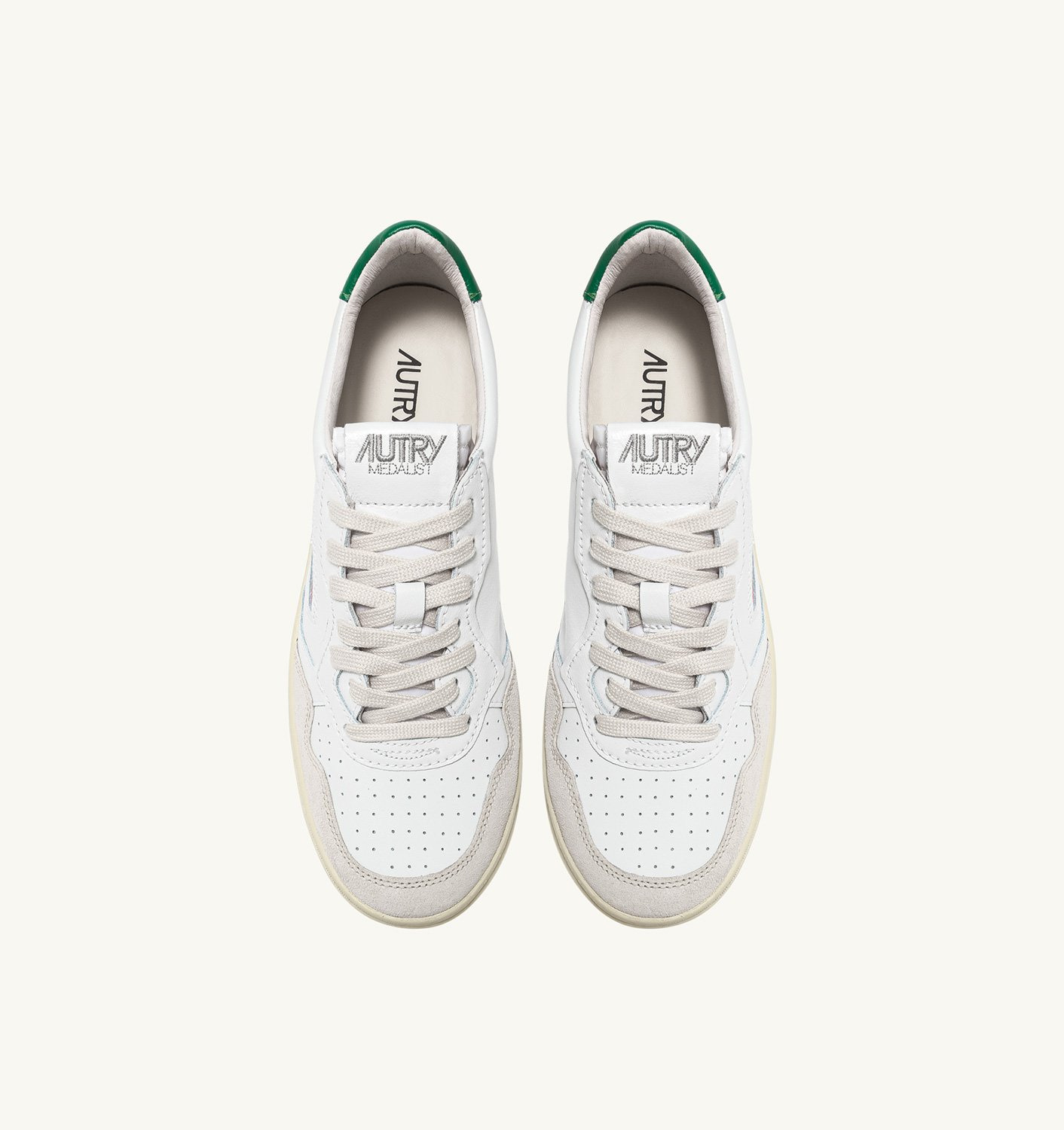 MEDALIST LOW SNEAKERS IN WHITE AND AMAZON LEATHER AND BEIGE SUEDE - 5