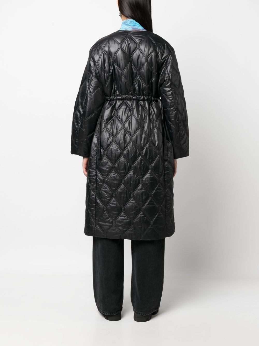 diamond-quilted zip-up raincoat - 4