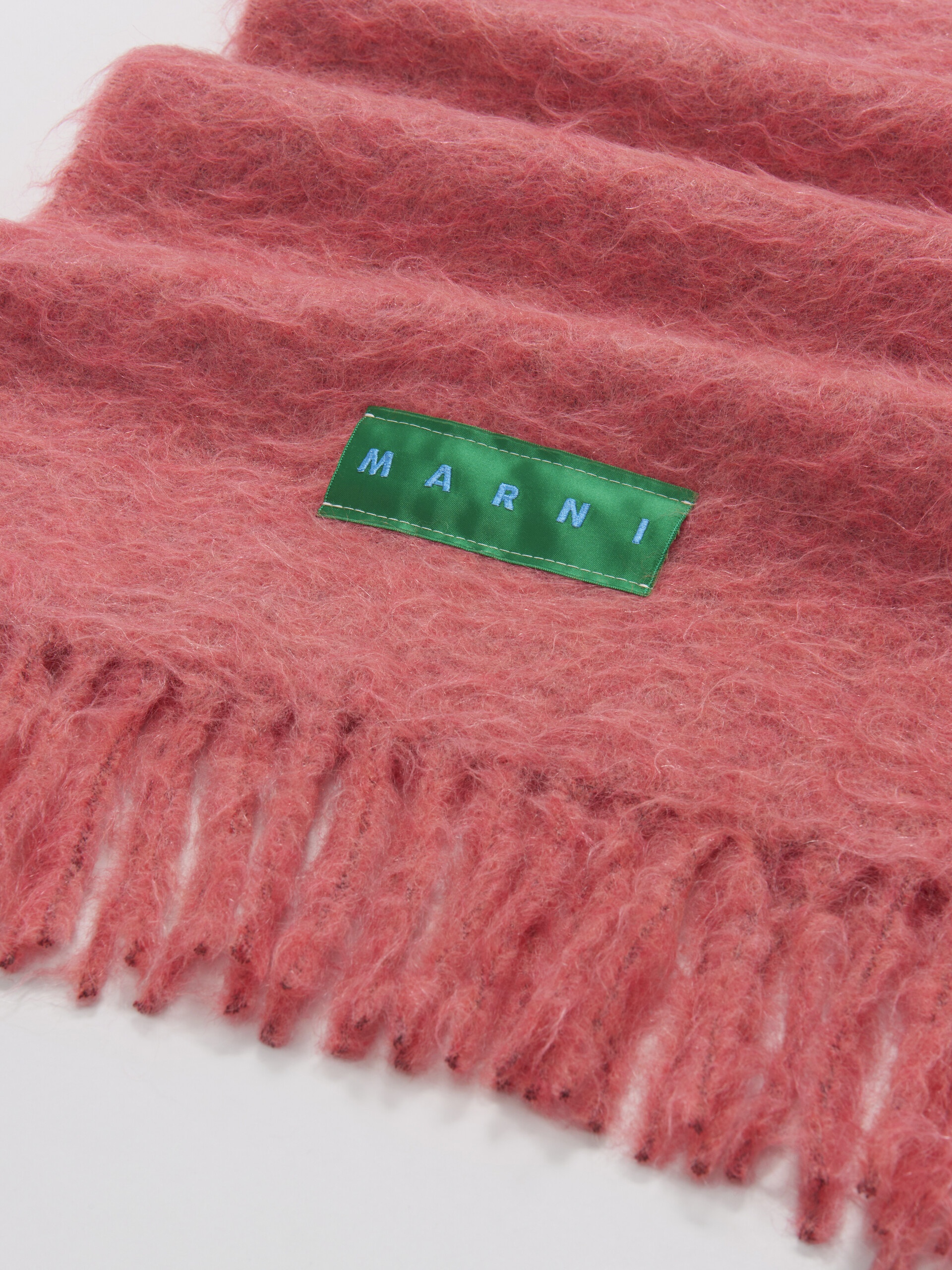 PINK ALPACA AND MOHAIR SCARF WITH FRINGES - 3