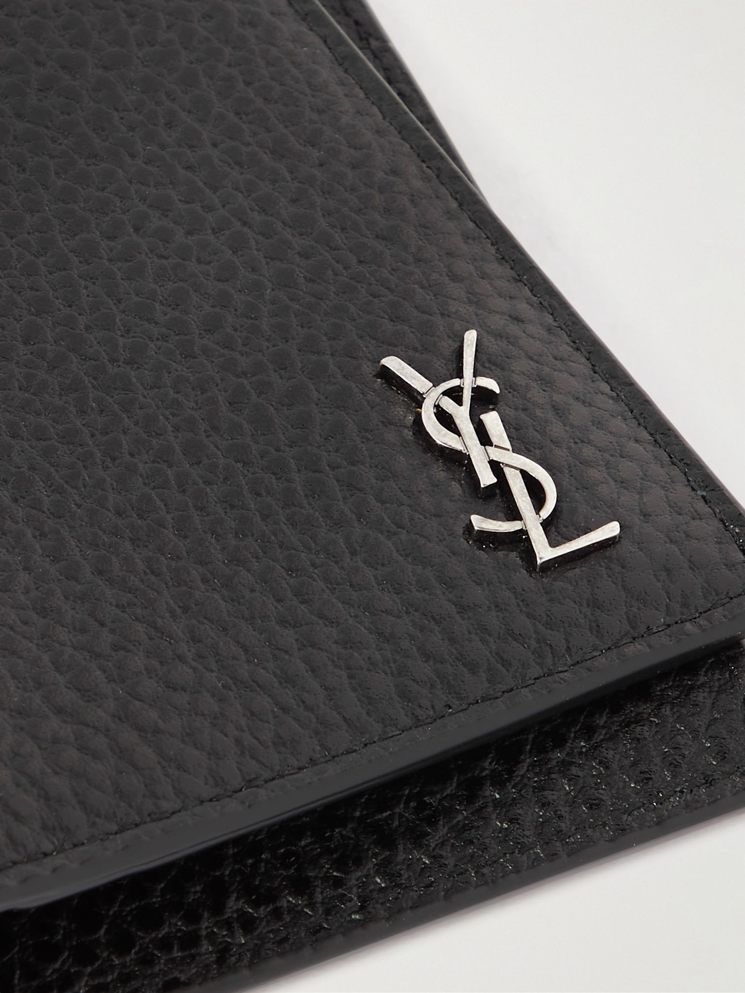 Tiny Cassandre Logo-Appliquéd Full-Grain Leather Bifold Wallet Black - 3