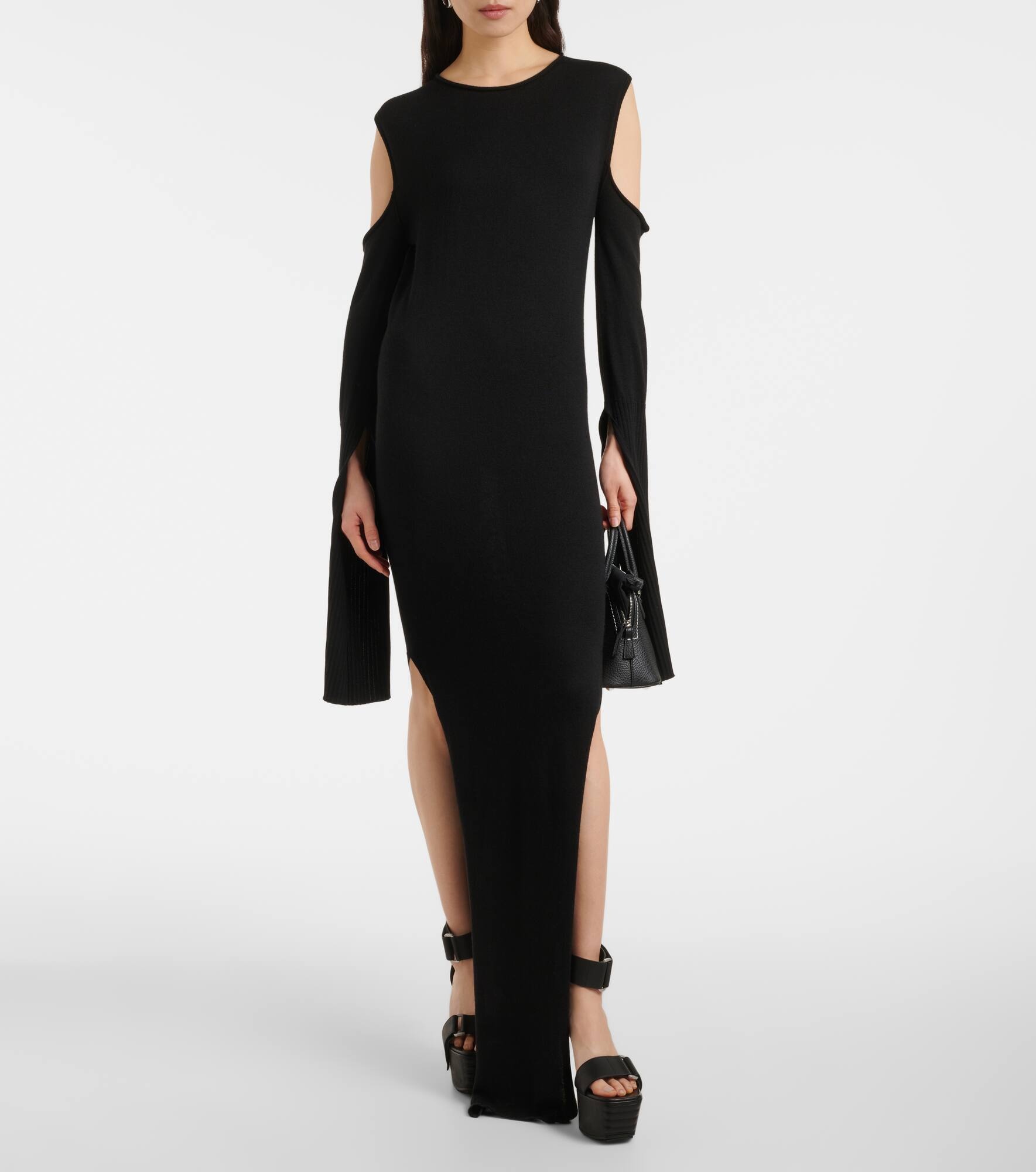 Caped wool maxi dress - 2